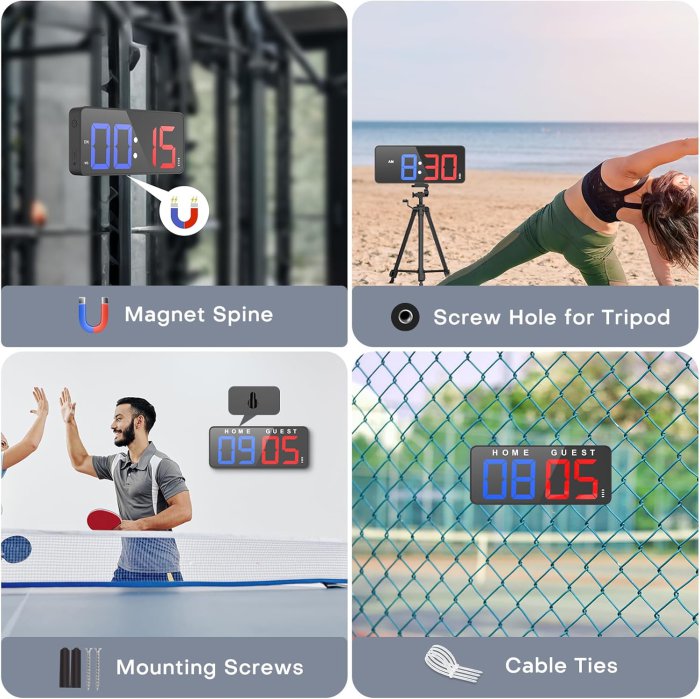 ANJANK 11’’ LED Scoreboard Clock (Countdown/up) - Indoor/Outdoor Games (image 5)